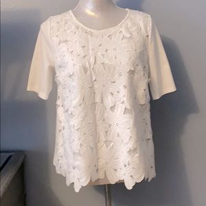 White Floral Appliqué Top